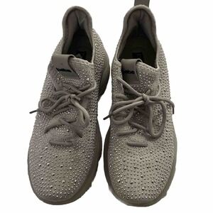 Bebe Leyla Rhinestone Comfort Sneakers Tennis Shoes Women's Size 8.5 Silver EUC